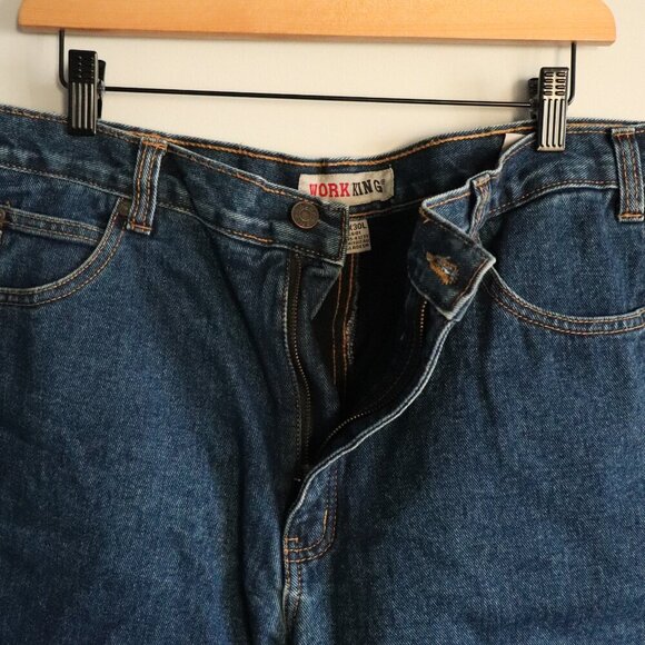 Work King Men's 36Wx30L Blue Denim Thermal Fleece Lined Straight Leg Jeans - Picture 5 of 10